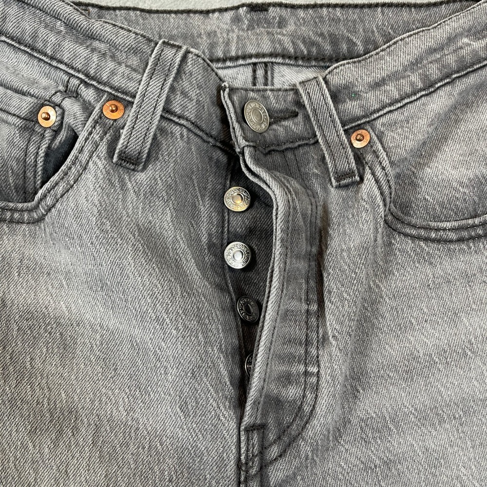 Levis 501 Women's Jeans W27 L30 Original Fit Grey Straight Leg Button Fly - Picture 3 of 8